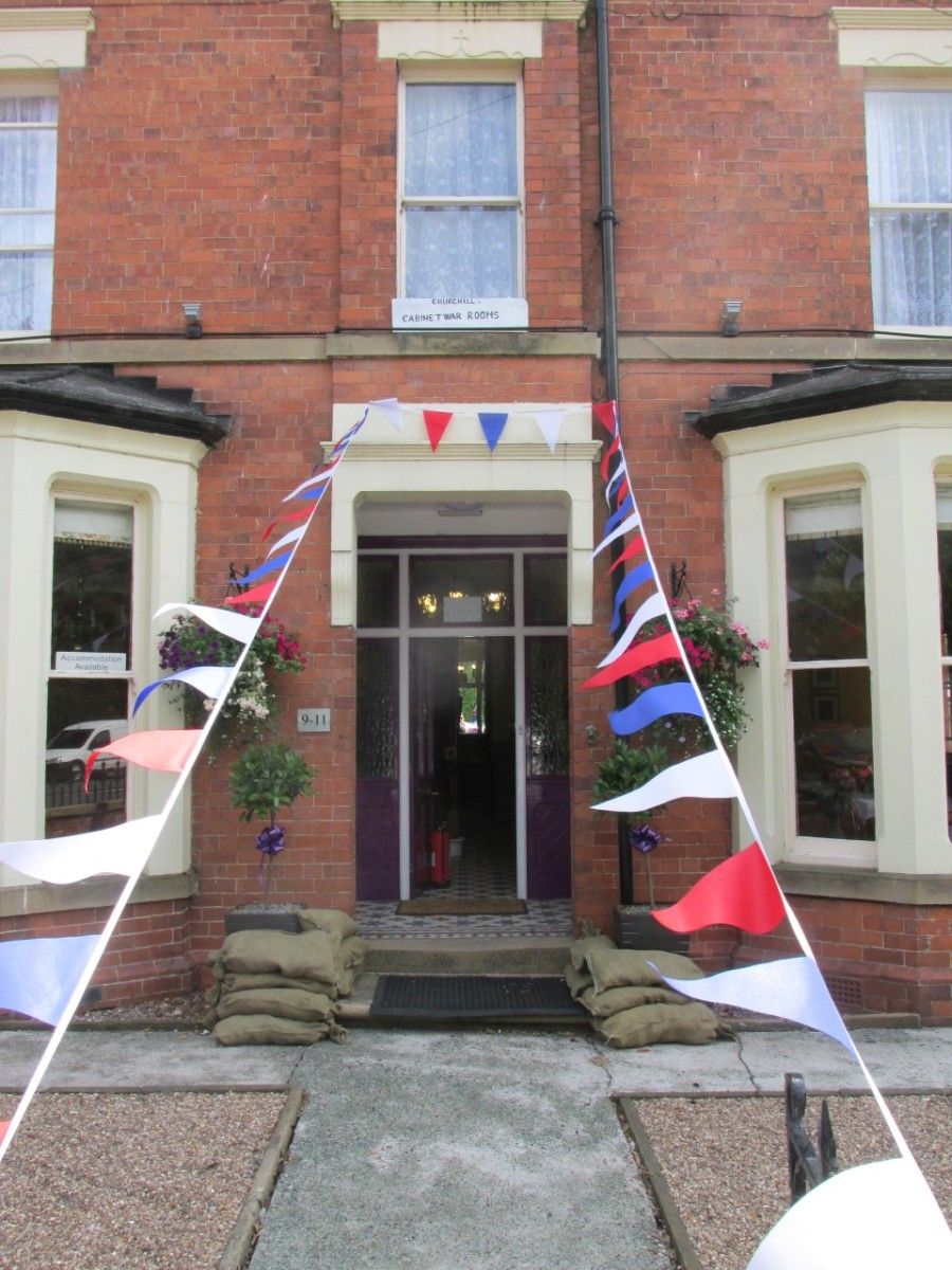 The Claremont decorated with bunting